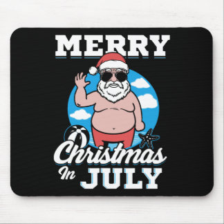 Merrychristmas In July Funny Santa Mouse Mat
