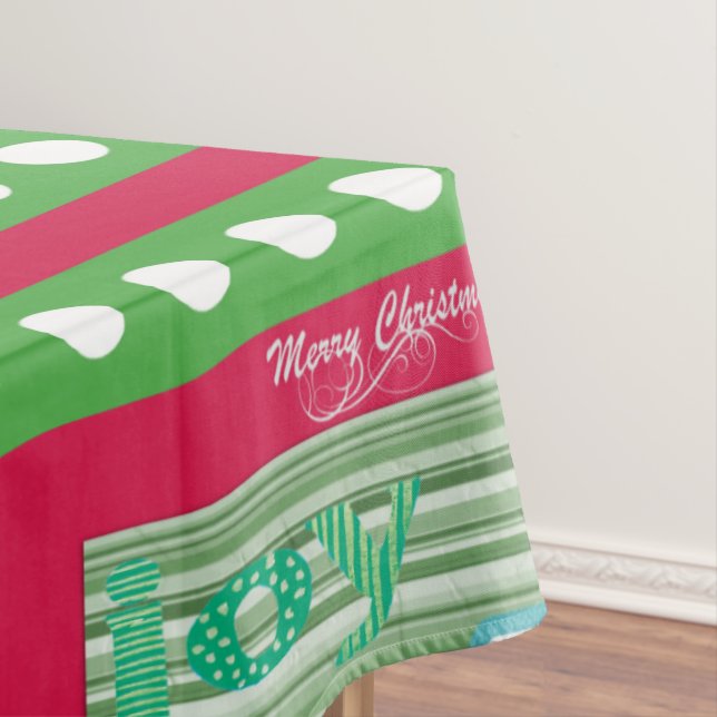 MerryChristmas Tablecloth, Seasons Greetings White Tablecloth (In Situ)