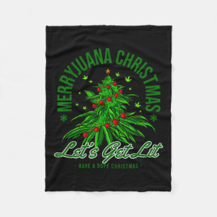 Merryjuana Christmas Christmas Weed T Roll  Fleece Blanket