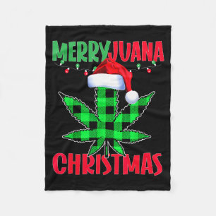 Merryjuana Weed Leaf Funny Christmas Pajama X-mas  Fleece Blanket