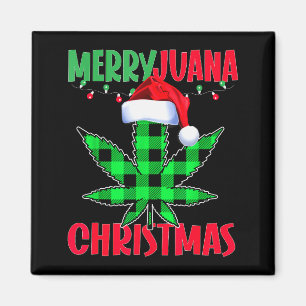 Merryjuana Weed Leaf Funny Christmas Pajama X-mas  Magnet