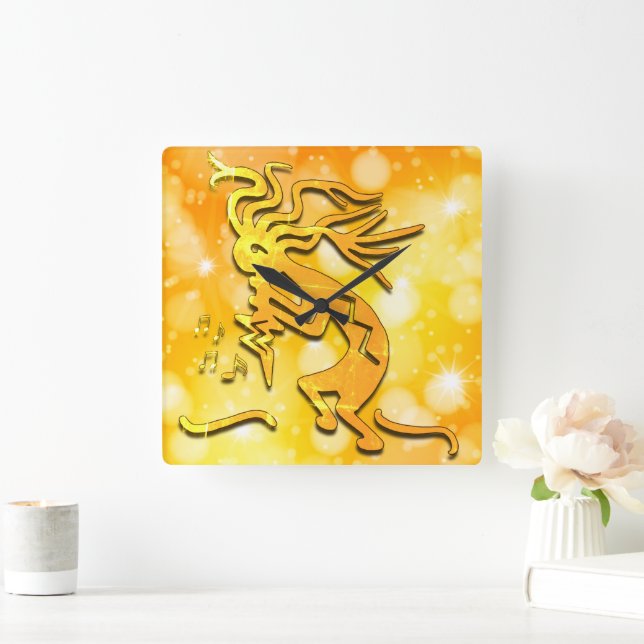 Merrymaker Kokopelli Musical Notes Square Wall Clock (Home)