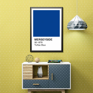 Merseyside Toffee Blue - White Border Poster