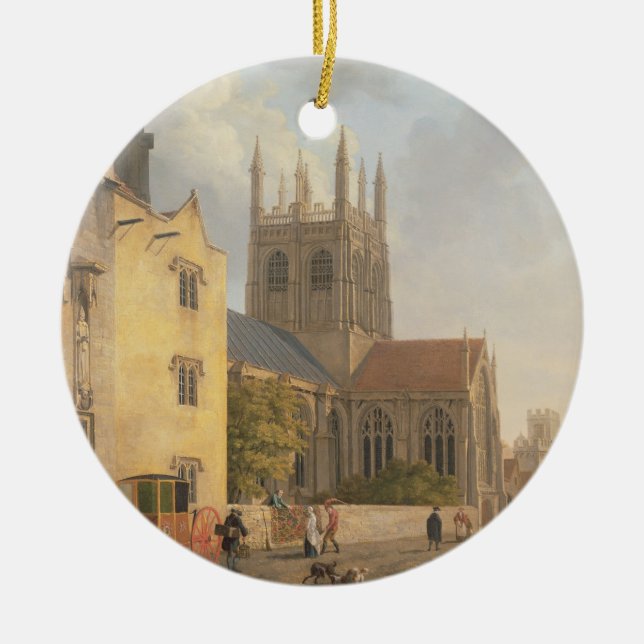 Merton College, Oxford, 1771 (oil on canvas) Ceramic Tree Decoration (Front)