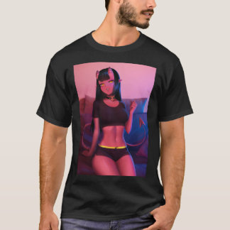 Meru The Succubus  Meru The Demon Girl Black Borde T-Shirt