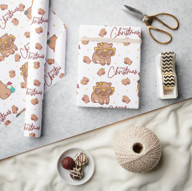 Mery Christmas Capybara  Wrapping Paper (Crafts)