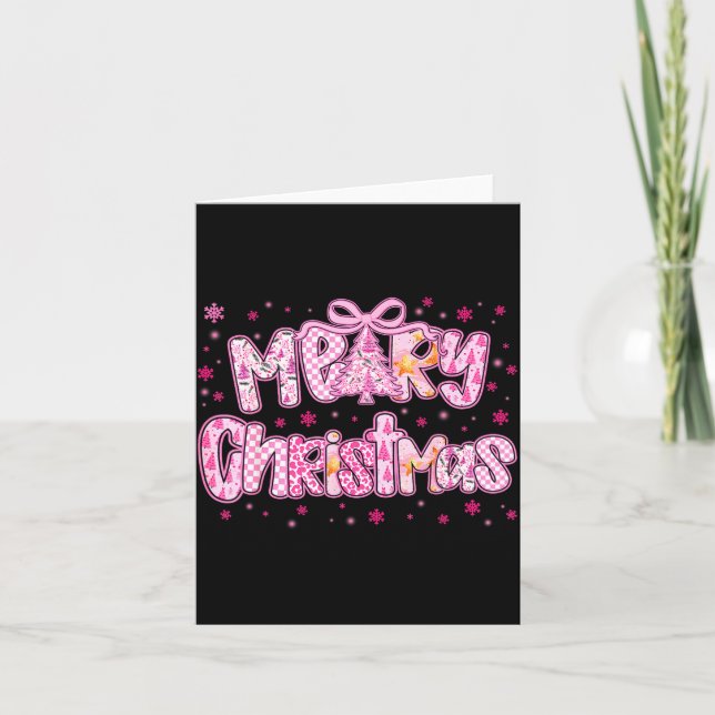 Mery Christmas Cute Nk Coquette Pajamas Xmas Women Card (Front)