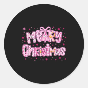 Mery Christmas Cute Nk Coquette Pajamas Xmas Women Classic Round Sticker