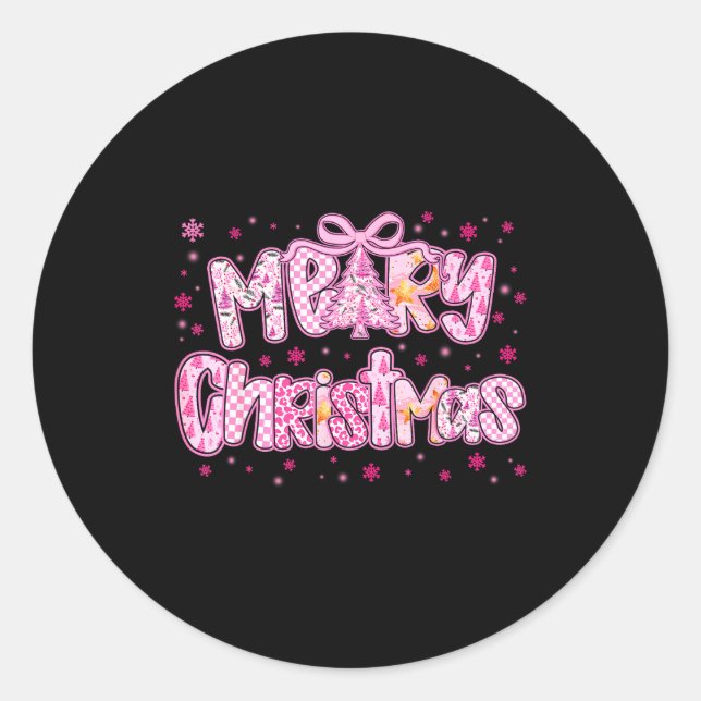 Mery Christmas Cute Nk Coquette Pajamas Xmas Women Classic Round Sticker (Front)