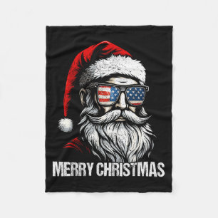 Mery Christmas Vintage Santa Us Flag Pjs Pajamas X Fleece Blanket