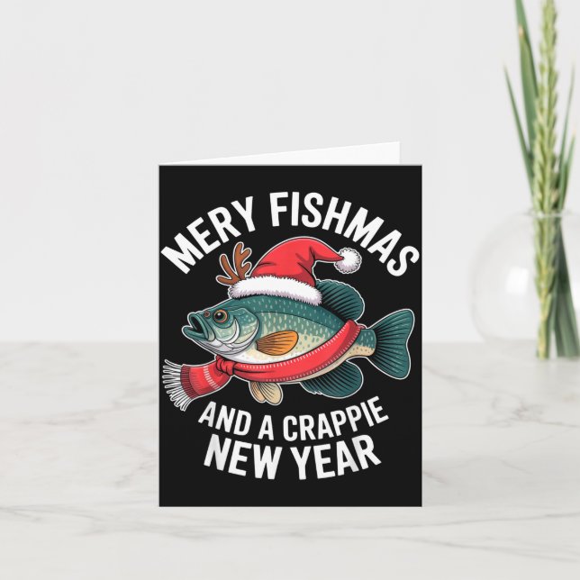 Mery Fishmas And A Crape New Year Funny Fishing Ch Card (Front)
