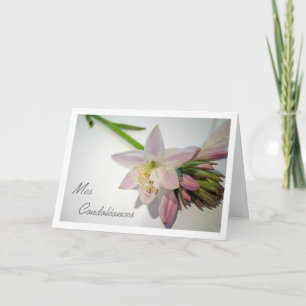 Mes Condoléances, Sympathy In French, Hosta Flower Card