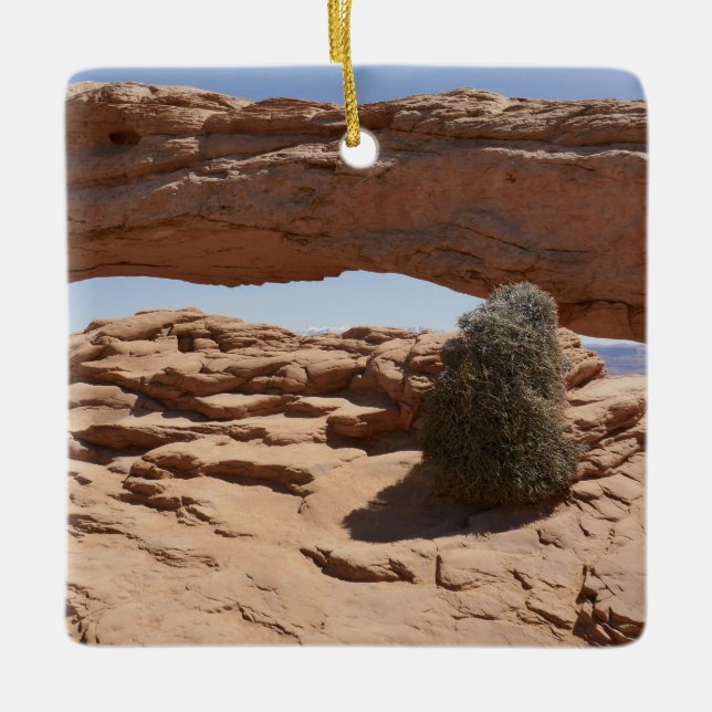 Mesa Arch and Tumbleweed at Canyonlands Ceramic Ornament (Front)