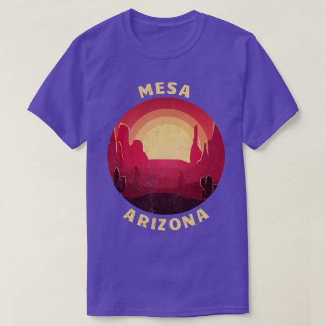 Mesa Arizona Desert Illustration Vintage Souvenir T-Shirt (Design Front)