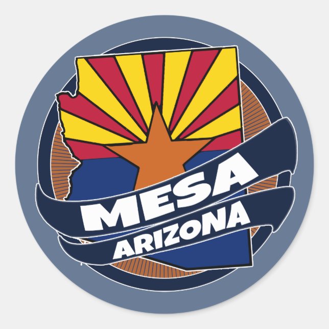 Mesa Arizona flag burst round stickers (Front)
