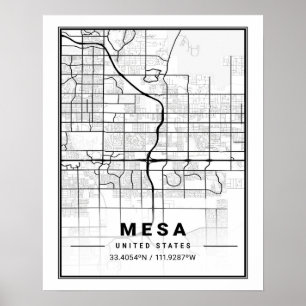 Mesa Arizona USA Travel City Map Poster
