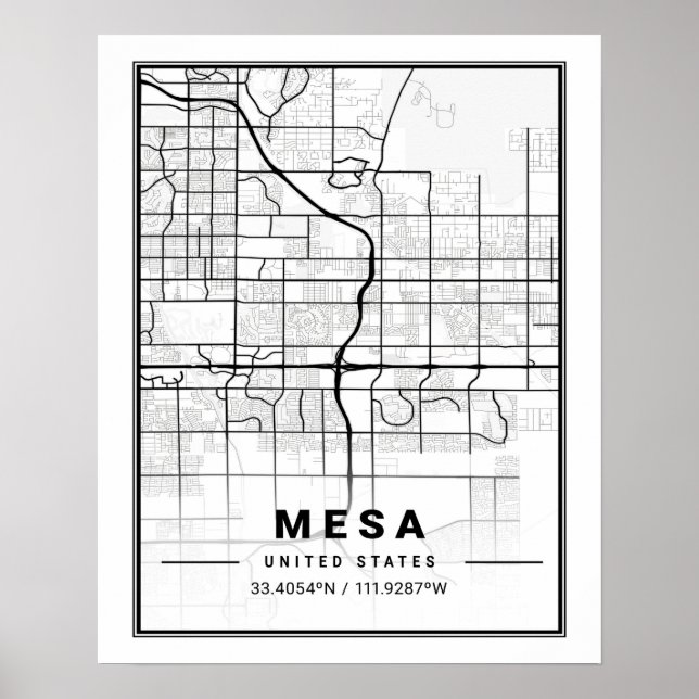 Mesa Arizona USA Travel City Map Poster (Front)