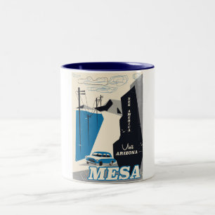 Mesa Arizona vintage style travel poster Two-Tone Coffee Mug
