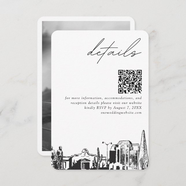Mesa Arizona Wedding Details QR Code Small Enclosure Card (Front/Back)