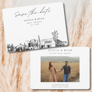 Mesa Arizona Wedding Skyline Save the Date  Invitation