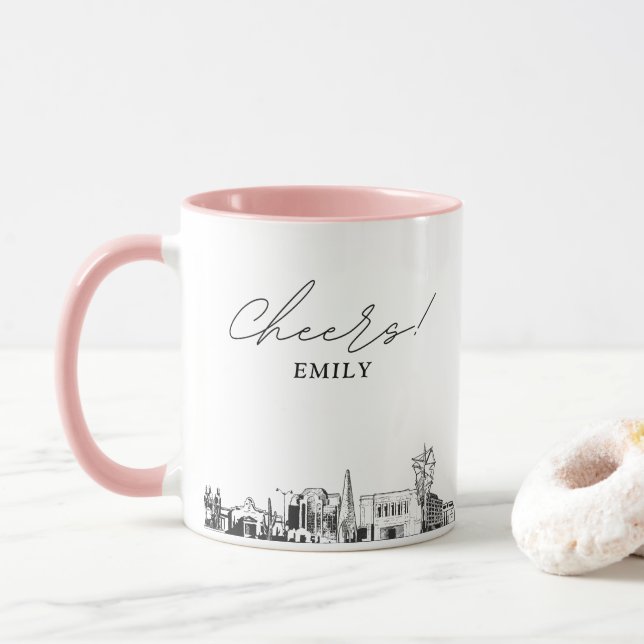 Mesa Skyline Personalised Wedding Coffee Mug (With Donut)