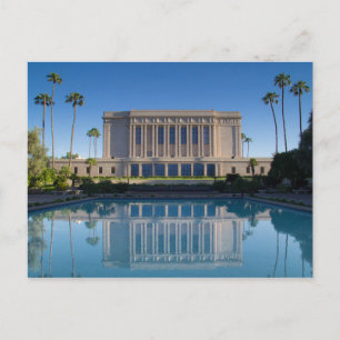 Mesa temple reflecting in a blue pool postcard
