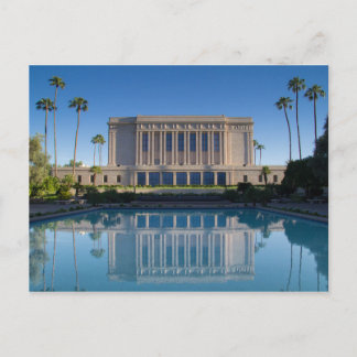 Mesa temple reflecting in a blue pool postcard