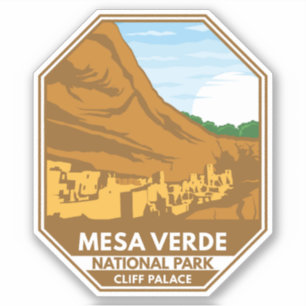Mesa Verde National Park Cliff Palace Retro Emblem