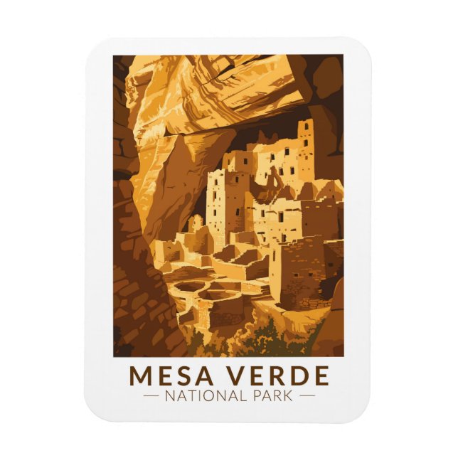 Mesa Verde National Park Cliff Palace Travel Art Magnet (Vertical)