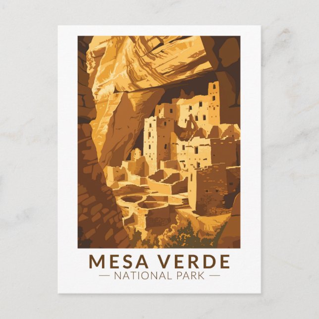 Mesa Verde National Park Cliff Palace Travel Art Postcard (Front)