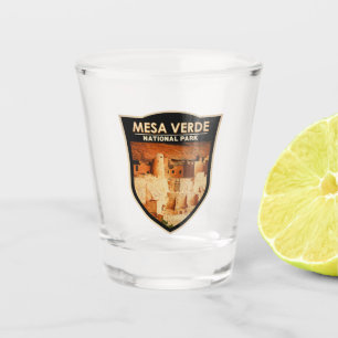 Mesa Verde National Park Colorado Watercolor Badge Shot Glass