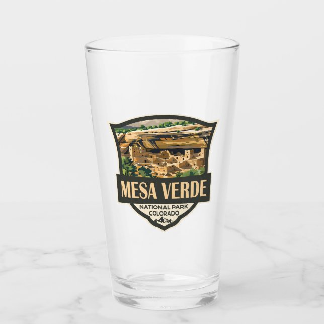 Mesa Verde National Park Illustration Travel Art Glass (Front)