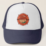 Mesa Verde National Park Retro Compass Emblem Trucker Hat<br><div class="desc">Mesa Verde vector artwork design. The park is known for its well-preserved Ancestral Puebloan cliff dwellings,  notably the huge Cliff Palace.</div>