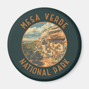Mesa Verde National Park Retro Distressed Circle Magnet