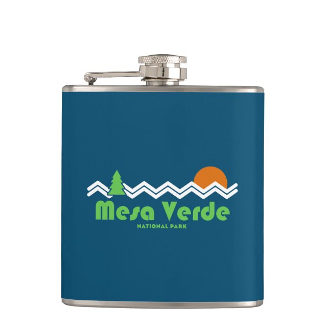 Mesa Verde National Park Retro Hip Flask (Front)