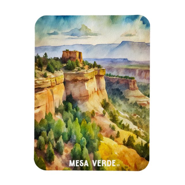 Mesa Verde National Park Watercolor Painting Magnet (Vertical)