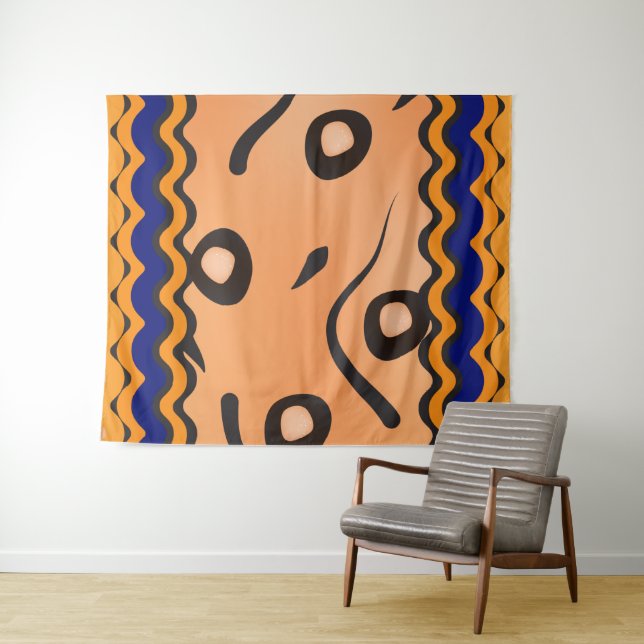 Mesh Wavy Line Pattern Tapestry (In Situ (Horizontal))