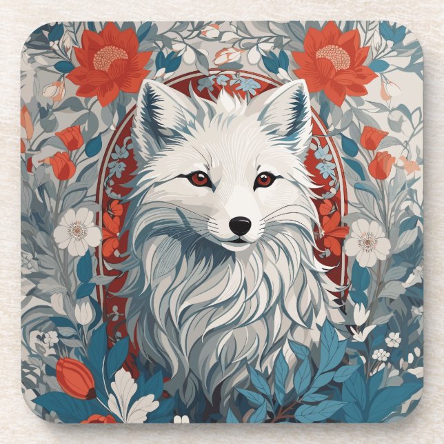 Mesmerising Artic Fox Wildlife  Coaster (Front)