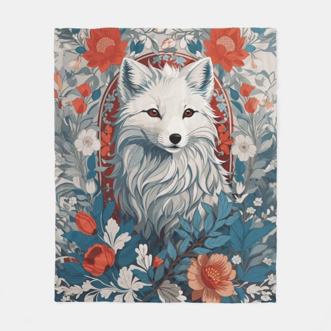 Mesmerising Artic Fox Wildlife  Fleece Blanket (Front)