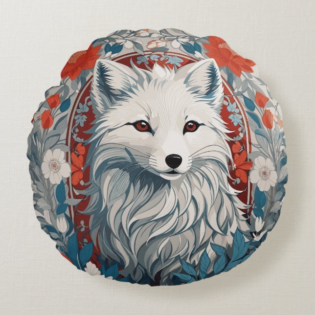 Mesmerising Artic Fox Wildlife  Round Cushion (Front)
