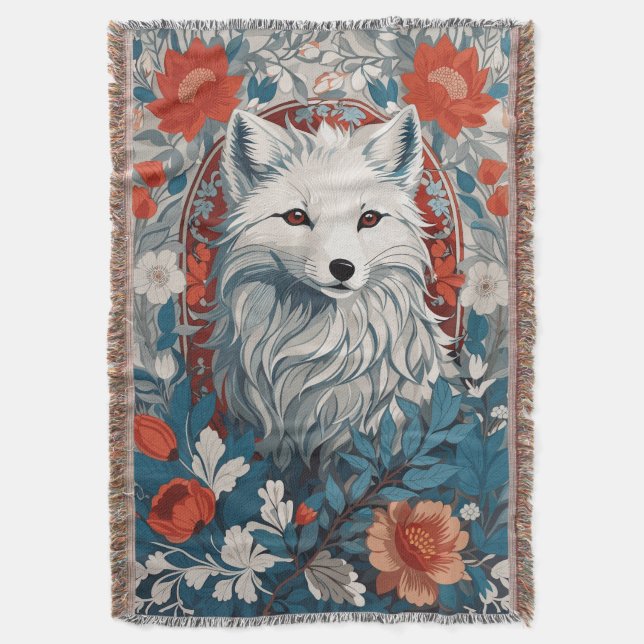 Mesmerising Artic Fox Wildlife  Throw Blanket (Front Vertical)