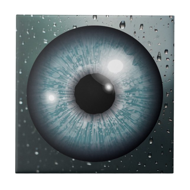 Mesmerising Blue Eye with Water Droplets  Tile (Front)