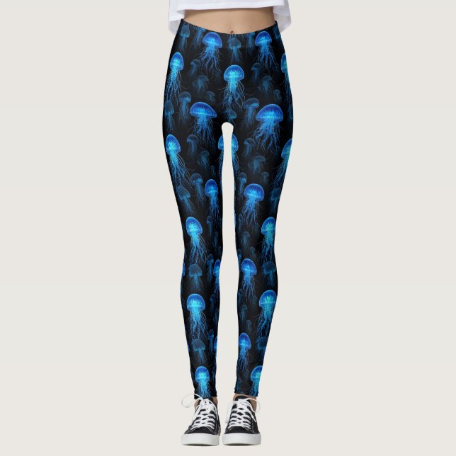 Mesmerising Blue Jellyfish  Leggings (Front)