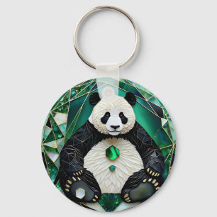 Mesmerising Geometric Panda Key Ring