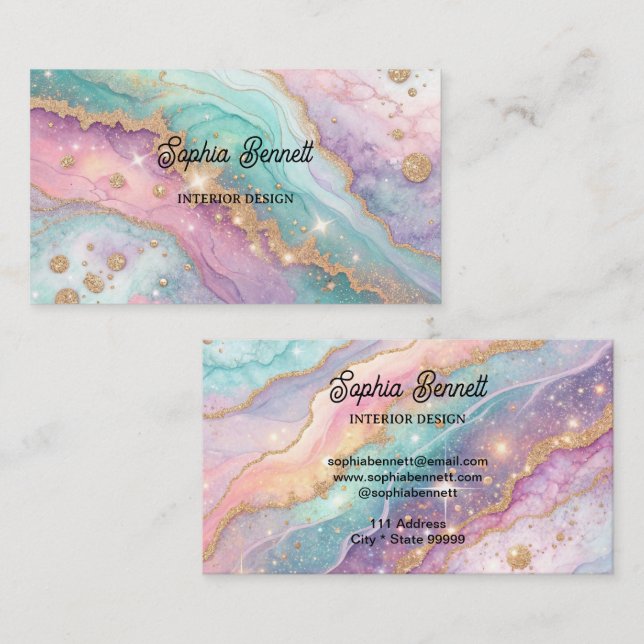 Mesmerising Glitter Opal Background Business Card (Front/Back)