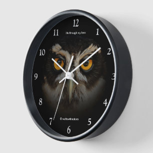 Mesmerising Golden Eyes of a Spectacled Owl Clock