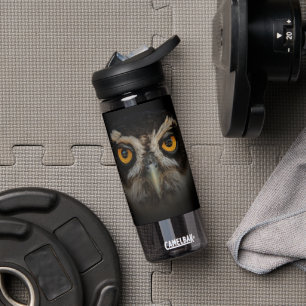 Mesmerising Golden Eyes of a Spectacled Owl Water Bottle