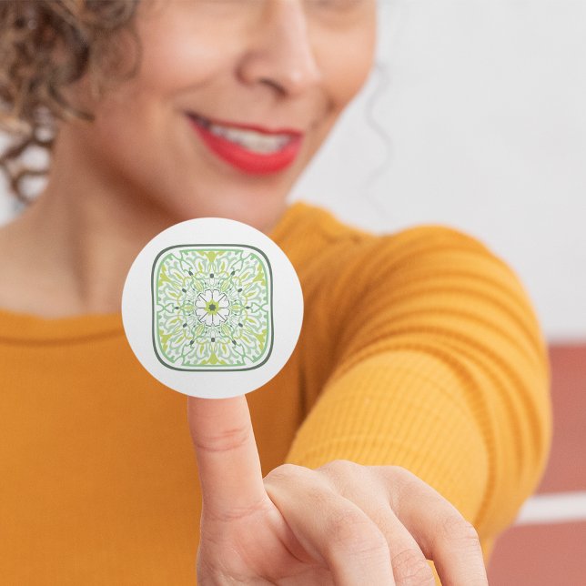 Mesmerising Green Flowers Classic Round Sticker (Creator Uploaded)