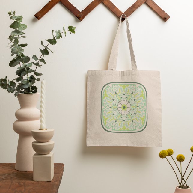 Mesmerising Green Flowers Tote Bag (Creator Uploaded)