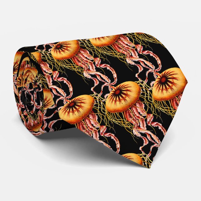 Mesmerising Jellyfish Retro Art  Tie (Rolled)